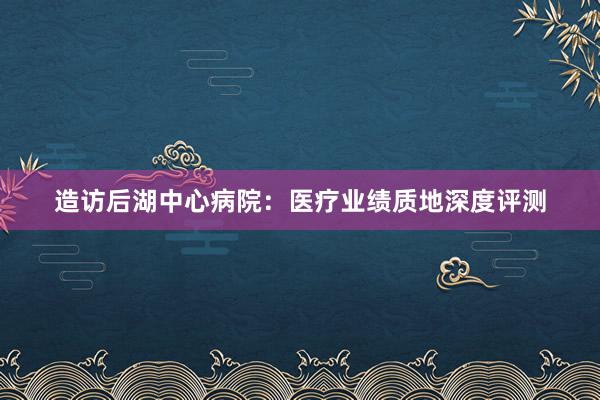 造访后湖中心病院：医疗业绩质地深度评测